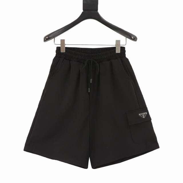 Prada 25Ss classic pocket metal shorts Elastic waist drawstring design, complete