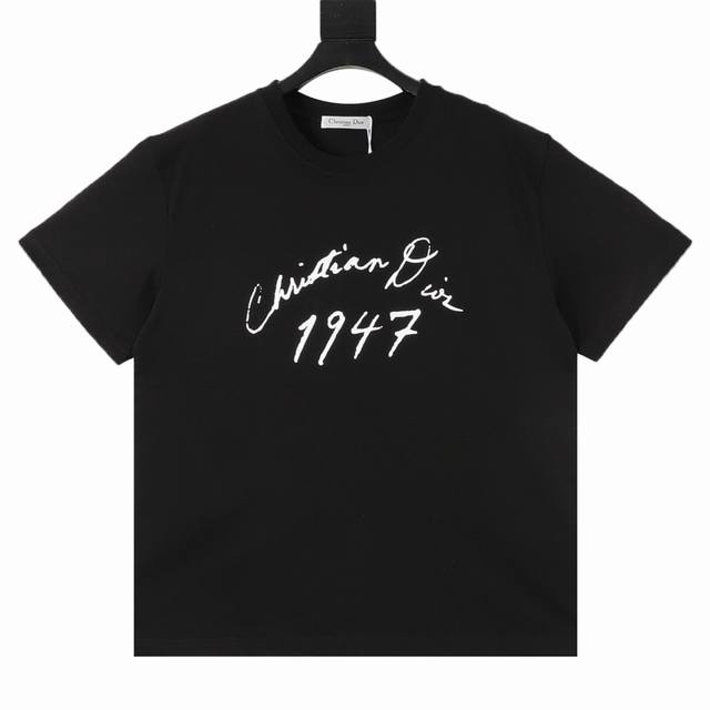 Dior 47 Logo slogan printed couple short-sleeved Tee Today's 1947 series match r