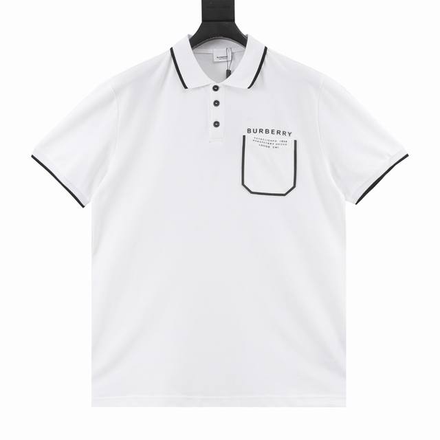 Burberry short-sleeved Polo shirt with letter print on chest pocket Made of cott