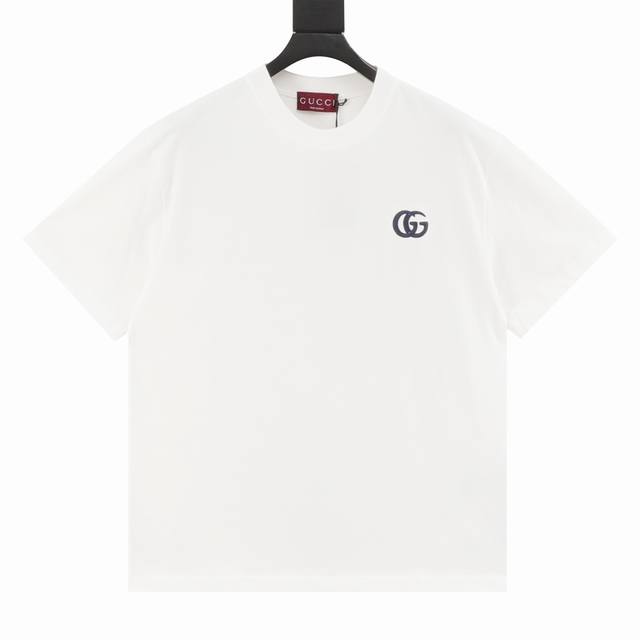 Gucci Double G small corsage blue line three-dimensional embroidery short sleeve