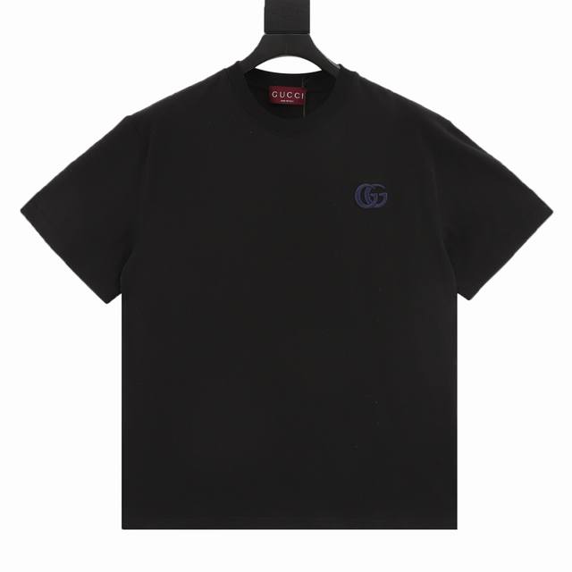 Gucci Double G small corsage blue line three-dimensional embroidery short sleeve
