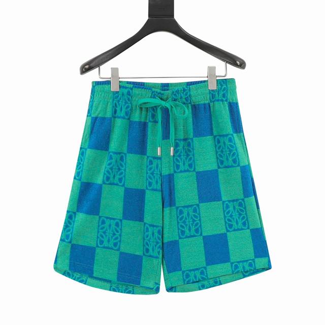Loewe 25Ss Towel Checkerboard Contrast Color Totem Set Shorts The same Terry Che