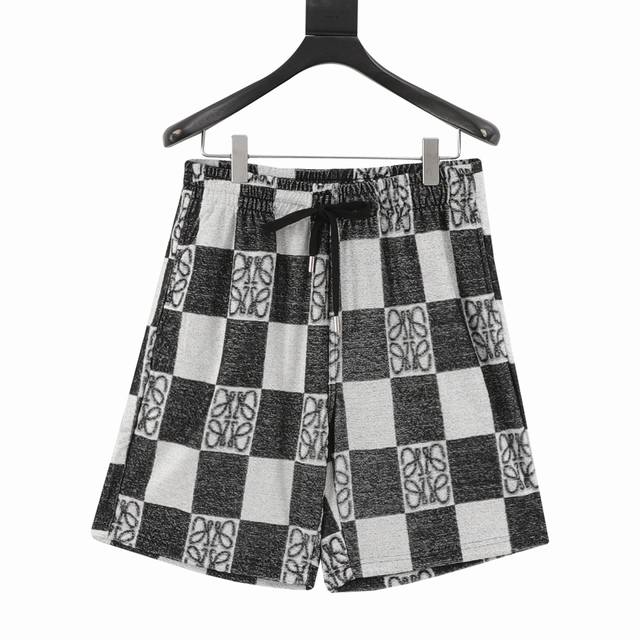Loewe 25Ss Towel Checkerboard Contrast Color Totem Set Shorts The same Terry Che
