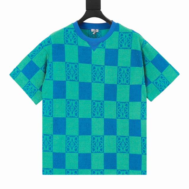 Loewe 25Ss Towel Checkerboard Contrast Color Totem Set Short Sleeve T-shirt The