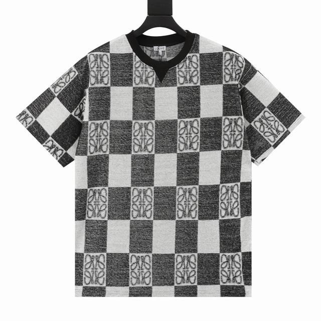 Loewe 25Ss Towel Checkerboard Contrast Color Totem Set Short Sleeve T-shirt The