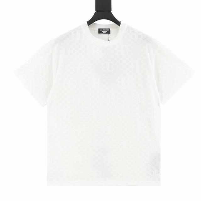 Balenciaga 25Ss dark pattern full print double B jacquard short-sleeved T-shirt