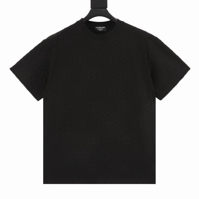 Balenciaga 25Ss dark pattern full print double B jacquard short-sleeved T-shirt