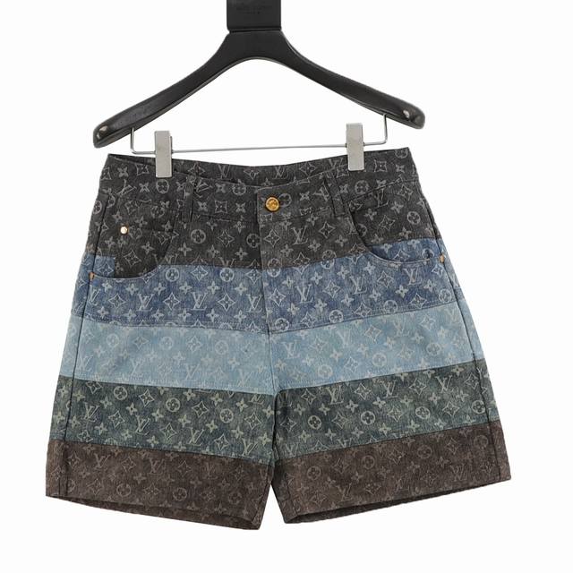 Louis Vuitton Denim Shorts with Prints Monogram deconstructs denim workwear desi