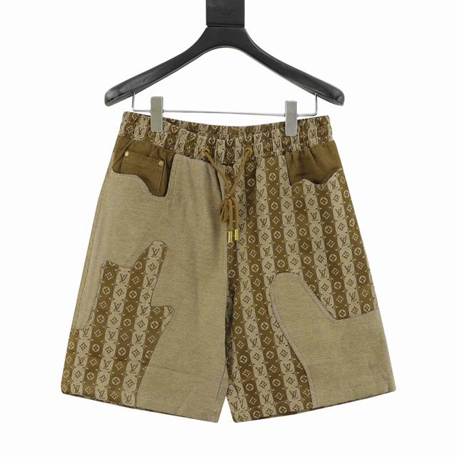Louis Vuitton all-over patchwork shorts Monogram deconstructs denim workwear des