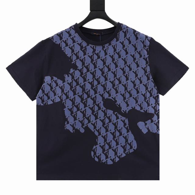 Louis Vuitton blue short-sleeved T-shirt with monogram map graffiti . Limited to