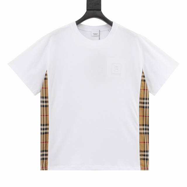 Burberry B logo embroidery plaid patchwork short sleeves Customized Bbr special