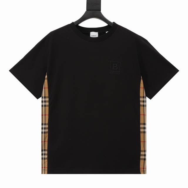 Burberry B logo embroidery plaid patchwork short sleeves Customized Bbr special