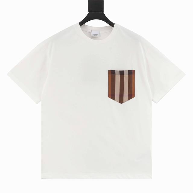 Burberry Check Pocket Round Neck Short Sleeve This summer's latest classic and s