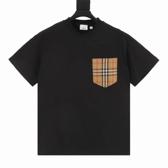 Burberry Check Pocket Round Neck Short Sleeve This summer's latest classic and s