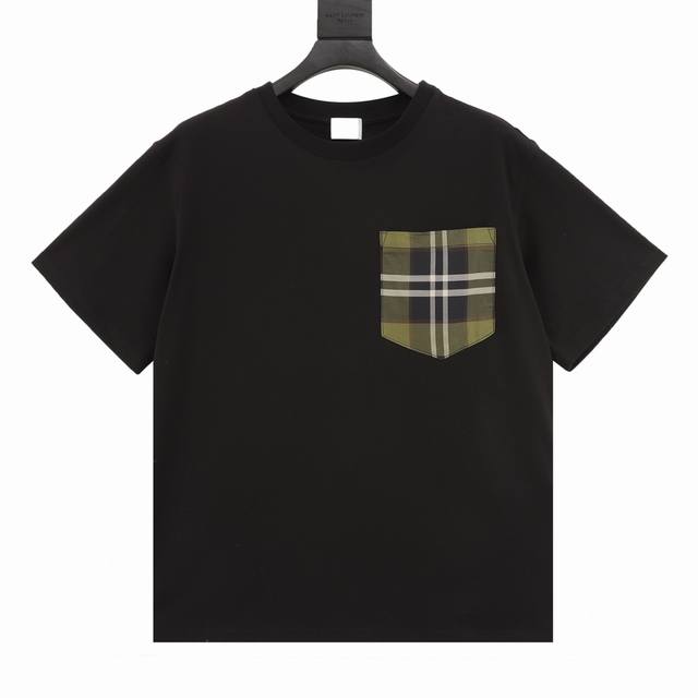 Burberry Check Pocket Round Neck Short Sleeve This summer's latest classic and s