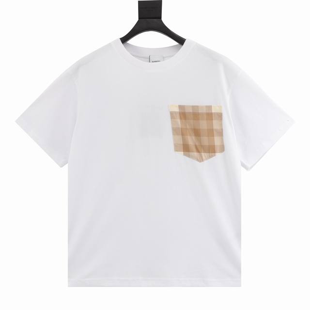 Burberry Check Pocket Round Neck Short Sleeve This summer's latest classic and s