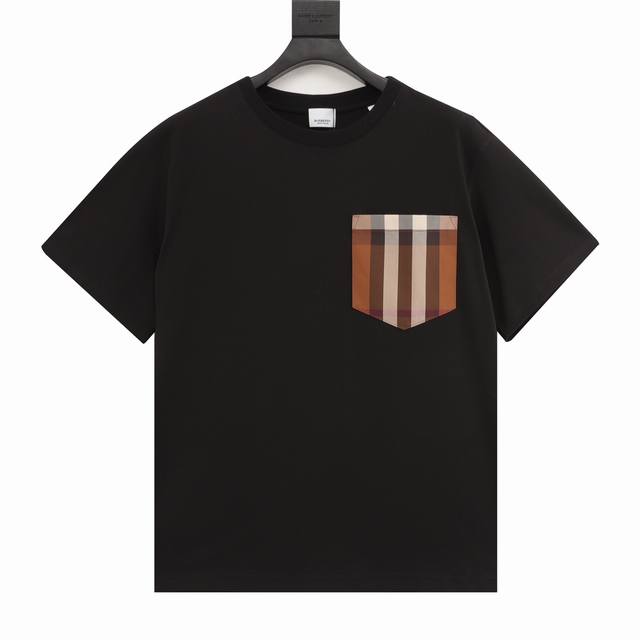 Burberry Check Pocket Round Neck Short Sleeve This summer's latest classic and s