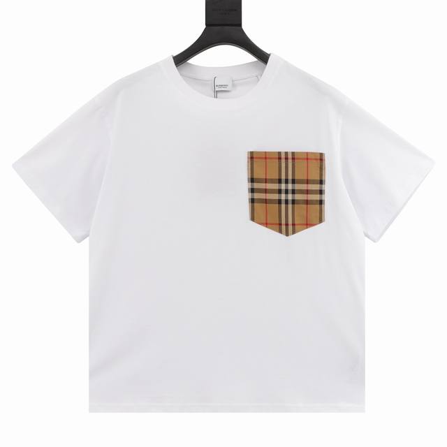 Burberry Check Pocket Round Neck Short Sleeve This summer's latest classic and s