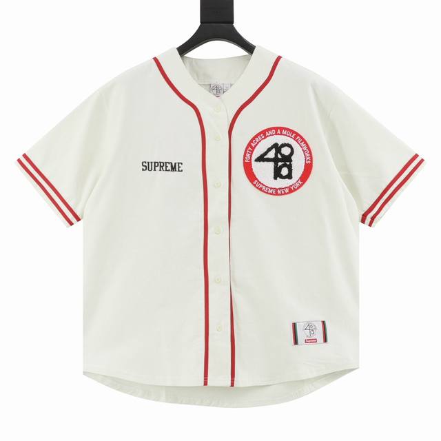 Supreme X 40 Acres joint model Ss25 Week9 Twill Baseball Jersey Back digital Eng