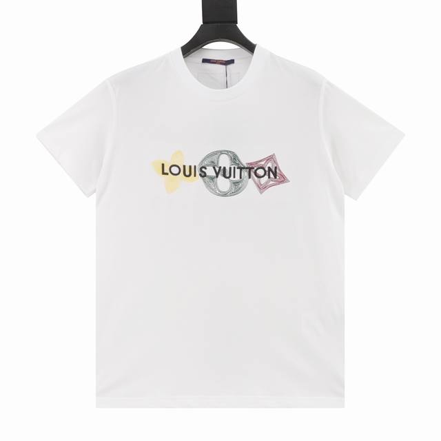Louis Vuitton Louis Vuitton embroidered three flower letters short sleeves Size: