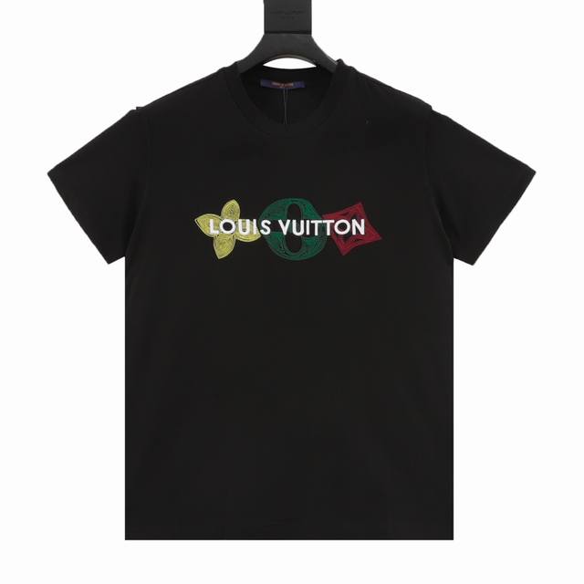 Louis Vuitton Louis Vuitton embroidered three flower letters short sleeves Size: