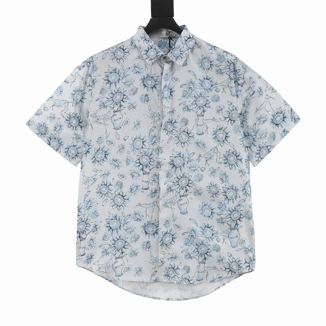 Dior 25Ss Floral and Animal Print Short Sleeve Shirt Dior's new spring and summe