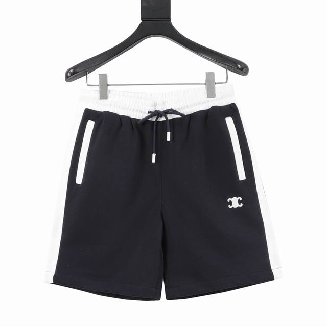 Celine Arc de Triomphe letter embroidered shorts The fabric is made of custom wo