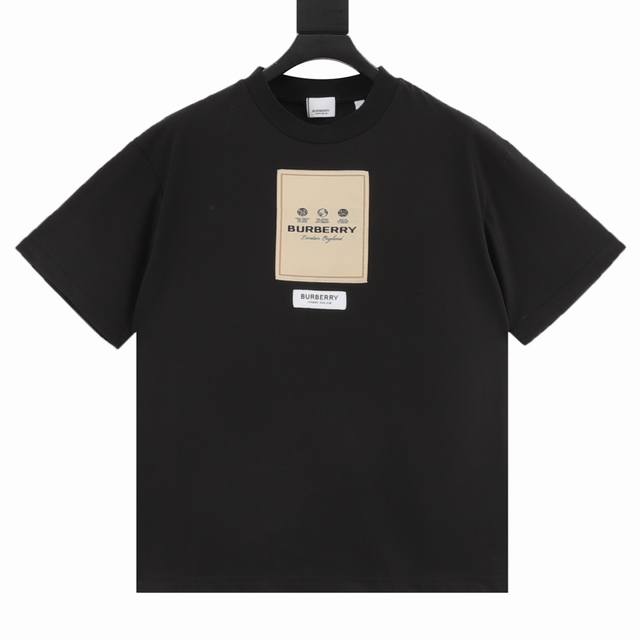 Burberry short-sleeved T-shirt with patch label on the chest Made from 260G cott