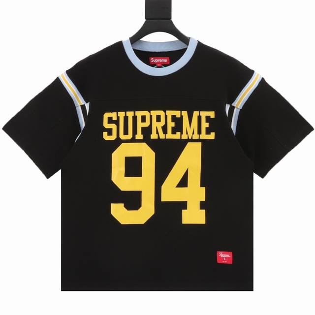 Supreme Ss25 Week8 Split SS Football Top with patchwork pattern ribbed round nec