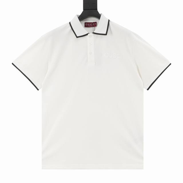 Gucci 25Ss collar with letter patch embroidery short-sleeved Polo shirt uses cus