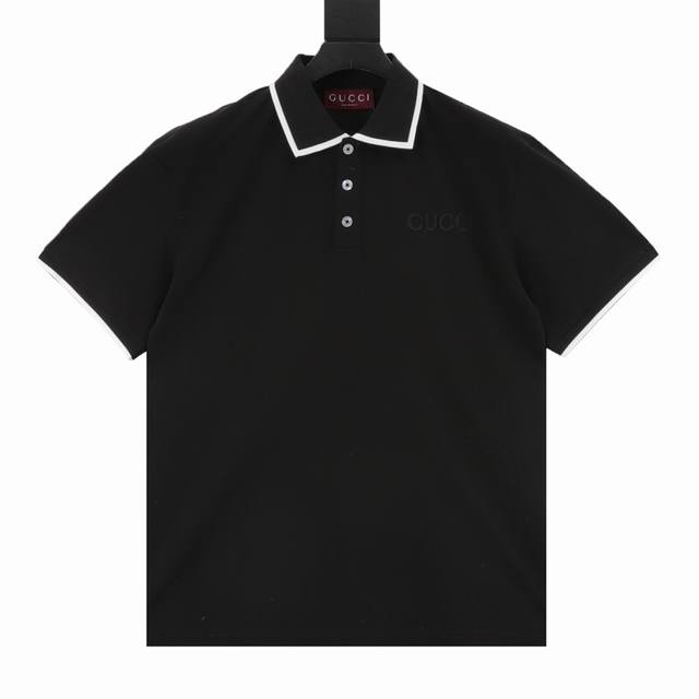 Gucci 25Ss collar with letter patch embroidery short-sleeved Polo shirt uses cus
