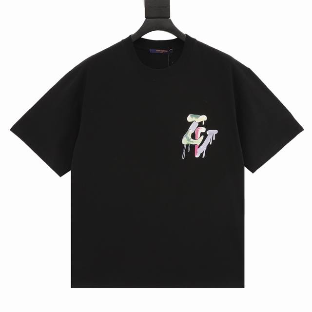 Louis Vuitton graffiti hand-painted large letter print short sleeves Customized