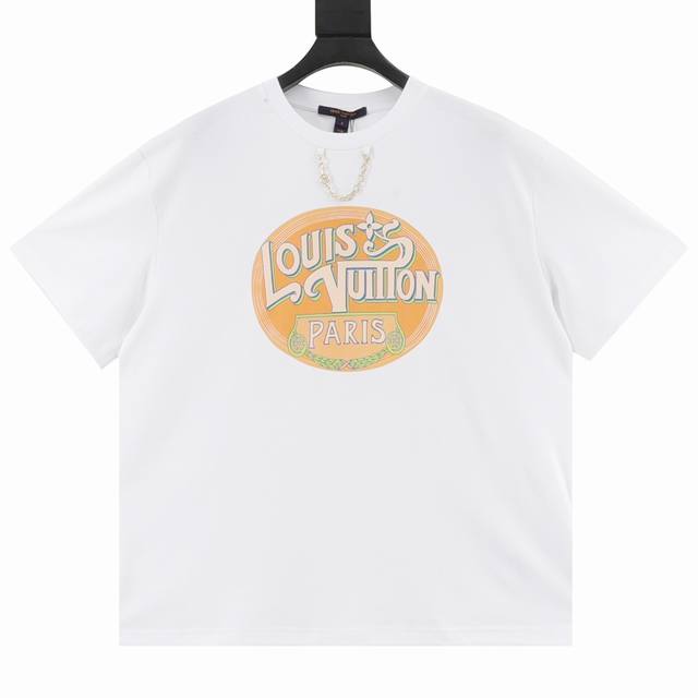 Louis Vuitton 25Ss Chain Flying Stamp Short Sleeve T-shirt This T-shirt is knitt