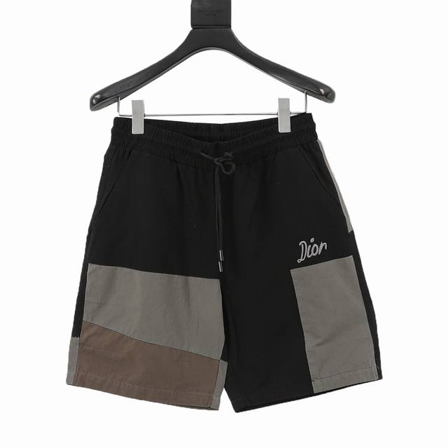 Dior patchwork letter embroidered shorts The fabric is made of 3 custom canvas f