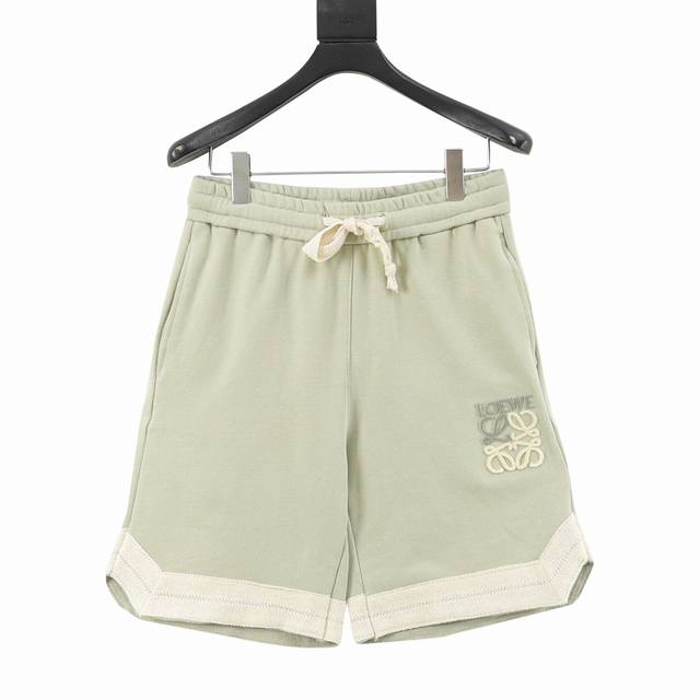 Loewe color-blocked braided ribbon embroidered shorts The fabric is made of 360g