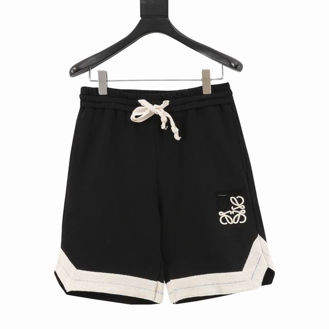 Loewe color-blocked braided ribbon embroidered shorts The fabric is made of 360g