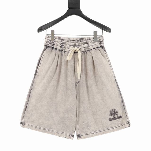 Kailas 25Ss embroidered washed shorts American heavy-duty washed distressed ripp