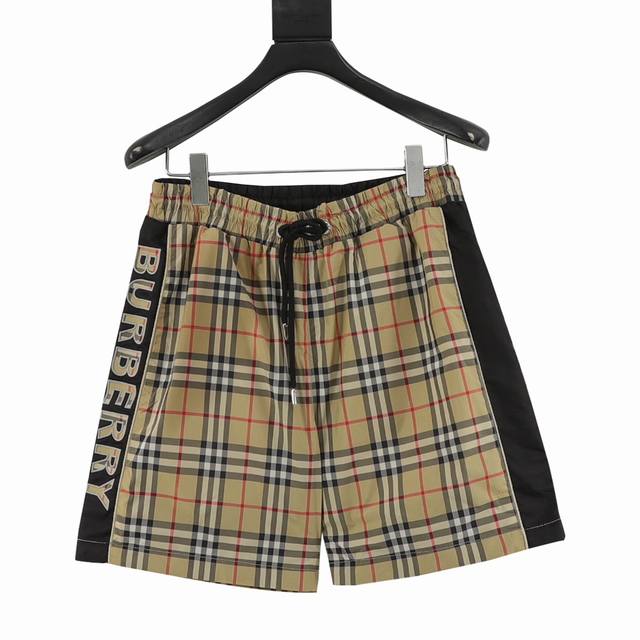 Burberry side letter check beach shorts The fabric is original and customized, f