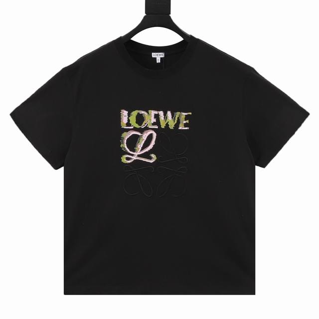 Loewe half-hand-painted graffiti embroidered logo short sleeves Made of 180g May