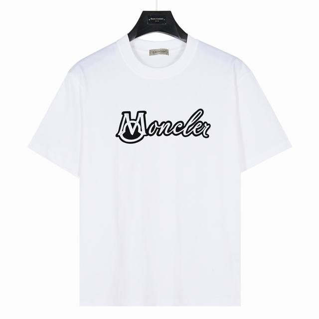 Moncler] Artistic font logo Style number: Mk09 White 240g heavyweight small drop