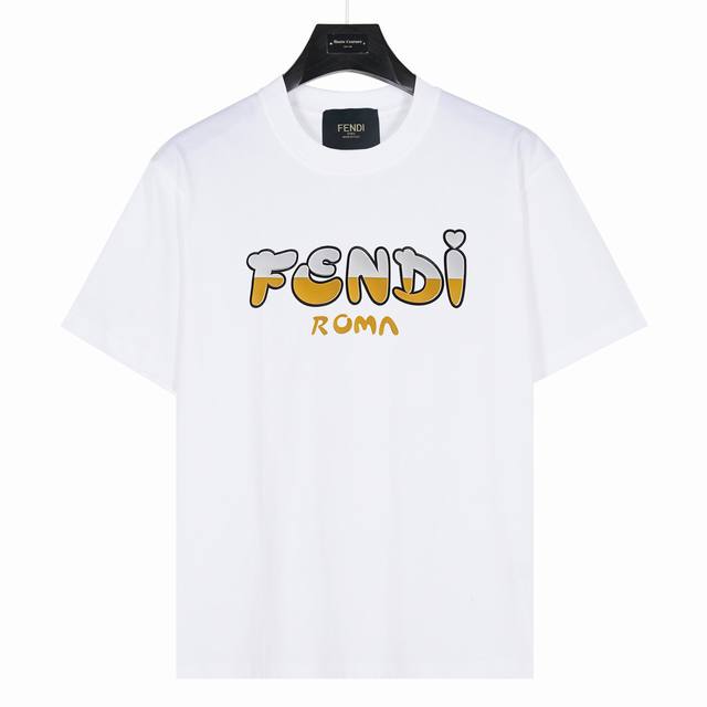 Fendi Fendi Q version text print model number: Fd04 White 240g heavyweight small