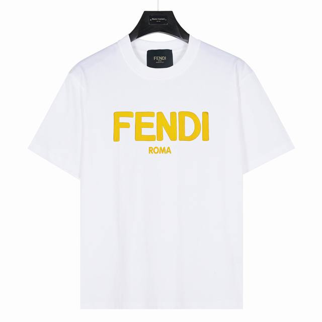 Fendi classic letter print model number: Fd02 White 240g heavyweight small drop