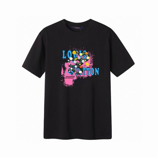 Lv new letter short-sleeved T-shirt, simple design looks very generous! The cut