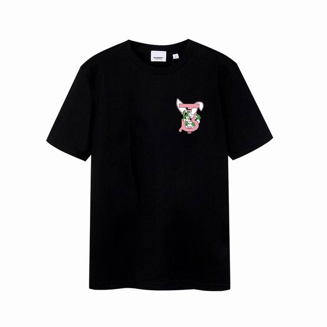 Burberry short-sleeved shirt with bunny and Mickey Mouse logo and letter print.