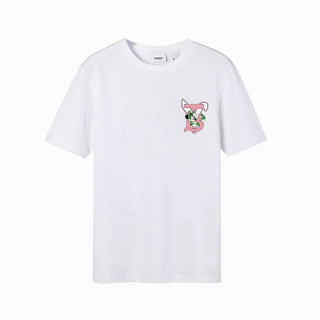 Burberry bunny and Mickey Mouse short sleeves with small logo and letters. High
