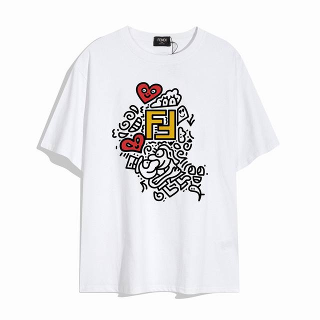 Fendi Fendi Tanabata limited series graffiti short-sleeved T-shirt, elegant desi