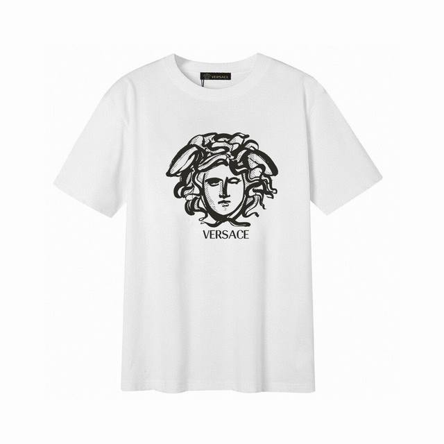 Versace Medusa letter short-sleeved T-shirt, simple design looks very generous!