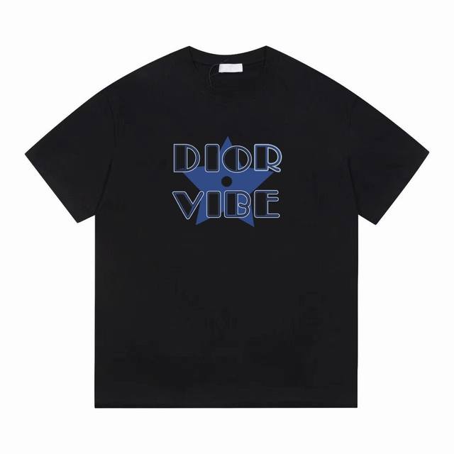 Dior's new five-pointed star print short-sleeved T-shirt, the simple and elegant
