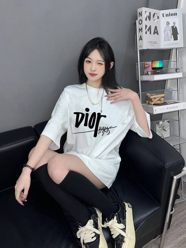 Dior letter print short-sleeved T-shirt upper body picture