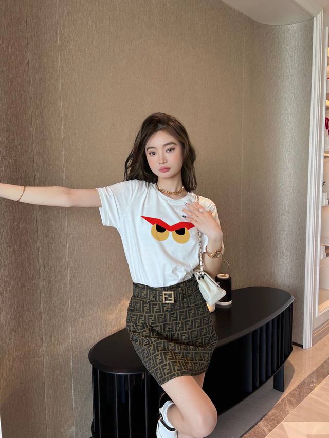 Fendi Fendi owl eyes print short-sleeved top